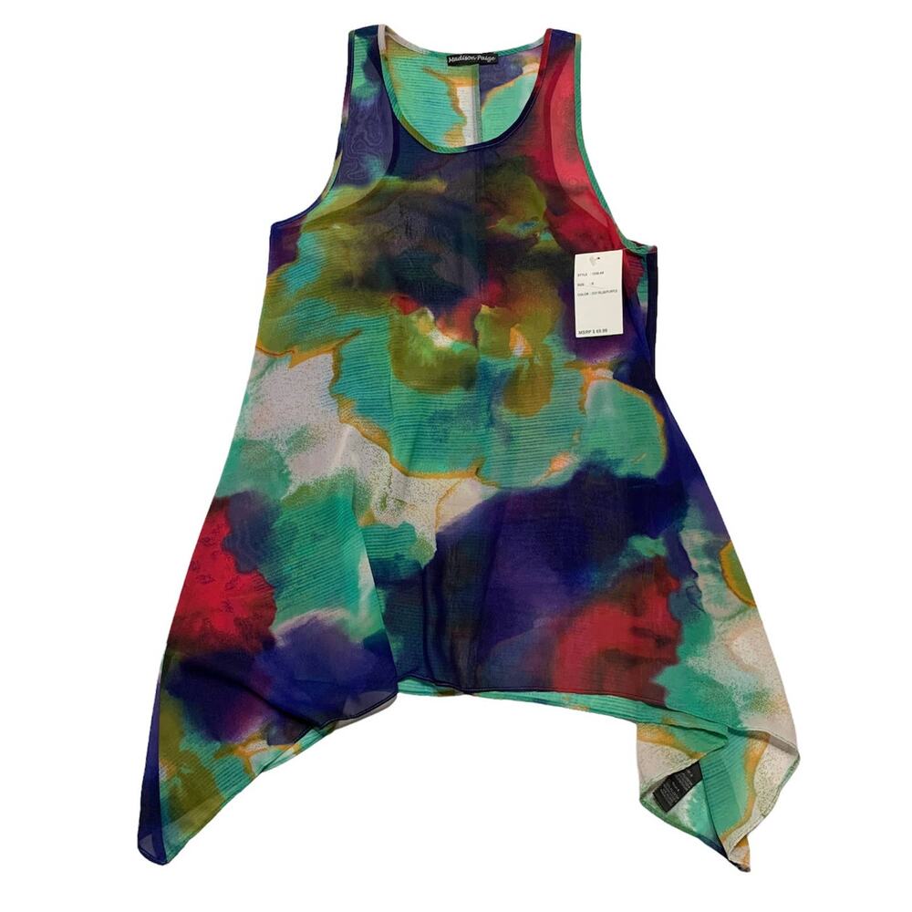 MADISON PAIGE NWT Multi Colored Sheer Tank Top Small